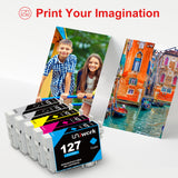 Uniwork Remanufactured Ink Cartridge Replacement for Epson 127 T127 use for Workforce WF-3520 WF-3540 WF-7010 WF-7510 WF-7520 545 845 NX530 NX625, 10 Pack
