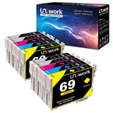 Uniwork 69 Ink Cartridge Remanufactured for Epson 69 Use in Stylus C120 CX5000 CX6000 CX8400 CX9400 NX115 NX215 NX305 NX400 NX410 NX415 NX515 WorkForce 30 40 600 610 615 1100 1300 ( 10 Pack )