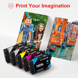 Uniwork Remanufactured Ink Cartridges Replacement for Epson 702 702XL T702XL T702 to use with Workforce Pro WF-3720 WF-3733 WF-3730 Printer (2 Black, 1 Cyan, 1 Magenta, 1 Yellow, 5-Pack)