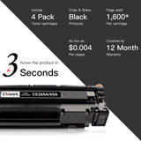 Uniwork 85A Compatible Toner Cartridge Replacement for HP 85A CE285A use for Laserjet Pro P1102W P1109W, Laserjet Pro MFP M1212NF M1217NFW Printer (4 Black)