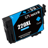 Uniwork Remanufactured Ink Cartridge Replacement for Epson 220 XL 220XL T220XL use for WorkForce WF-2750 WF-2760 WF-2630 WF-2650 WF-2660 XP-320 XP-420 Printer (2 Black 1 Cyan 1 Magenta 1 Yellow)