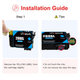 Uniwork Remanufactured Ink Cartridge Replacement for Epson 288 XL 288XL T288XL for Epson XP-440 XP-430 XP-340 XP-330 XP-446 XP-434 Printer (1 Black, 1 Cyan, 1 Magenta, 1 Yellow, 4 Pack)