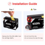 Uniwork Compatible Ink Cartridge Replacement for HP 932XL 933XL 932 933 Ink Cartridges use for HP Officejet 6700 7110 7612 6600 6100 7610 Printer (Black, Cyan, Magenta, Yellow)