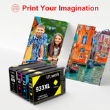 Uniwork Compatible Ink Cartridge Replacement for HP 932XL 933XL 932 933 Ink Cartridges use for HP Officejet 6700 7110 7612 6600 6100 7610 Printer (Black, Cyan, Magenta, Yellow)