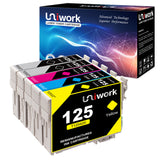 Uniwork Remanufactured Ink Cartridge Replacement for Epson 125 T125 use for NX125 NX127 NX130 NX230 NX420 NX530 NX625 Workforce 320 323 325 520 Printer (2 Black, 1 Cyan, 1 Magenta, 1 Yellow)