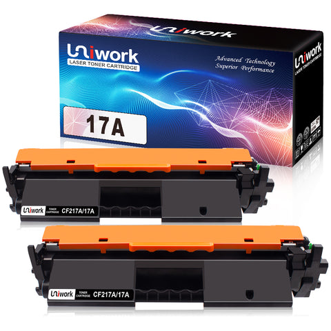 Uniwork Compatible Toner Cartridge Replacement for HP 17A CF217A use for Laserjet Pro M102w M130fw, Laserjet Pro MFP M130fw M130nw M130fn M130a Printer, 2 Black (with Chip)