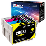 Uniwork Remanufactured Ink Cartridge Replacement for Epson 200 XL 200XL T200XL use for WF-2540 WF-2530 WF-2520 Expression Home XP-410 XP-400 XP-200 Printer (1 Black 1 Cyan 1 Magenta 1 Yellow) 4 Pack