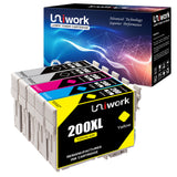 Uniwork Remanufactured Ink Cartridge Replacement for Epson 200 T200XL use for WF-2540 WF-2530 WF-2520 Expression Home XP-410 XP-400 XP-200 Printer (2Black 1Cyan 1 Magenta 1Yellow) 5 Pack