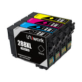 Uniwork Remanufactured Ink Cartridge Replacement for Epson 288 XL 288XL T288XL for Epson XP-440 XP-430 XP-340 XP-330 XP-446 XP-434 Printer (1 Black, 1 Cyan, 1 Magenta, 1 Yellow, 4 Pack)