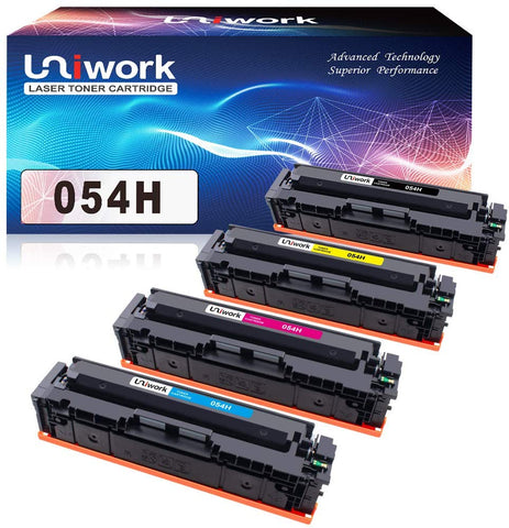 Uniwork Compatible Toner Cartridge Replacement for Canon 054 054H Cartridge 054 CRG-054 use for Color Image Class MF644Cdw LBP622Cdw MF642Cdw MF640C LBP620 Printer (1 Black 1 Cyan 1 Magenta 1 Yellow)