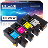 Uniwork Compatible Toner Cartridge Replacement for DELL E525W E525DW 525W E525 use with E525W Color Printer for 593-BBJX 593-BBJU 593-BBJV 593-BBJW (Black/Cyan/Magenta/Yellow, 4 Pack)
