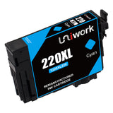 Uniwork Remanufactured Ink Cartridge Replacement for Epson 220 XL 220XL T220XL use for WorkForce WF-2750 WF-2760 WF-2630 WF-2650 WF-2660 XP-320 XP-420 Printer (2 Black 1 Cyan 1 Magenta 1 Yellow)