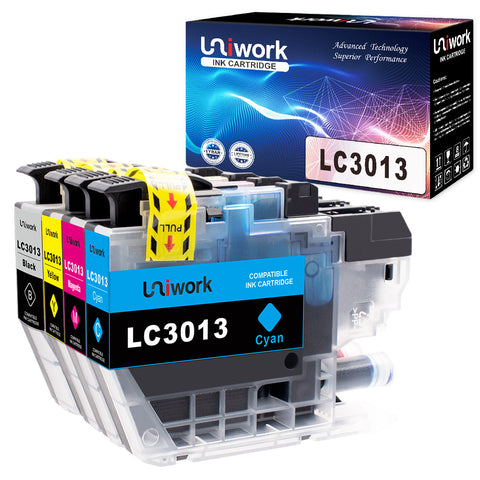 Uniwork Compatible Ink Cartridge Replacement for Brother LC3013 LC 3013 use for MFC-J491DW, MFC-J497DW, MFC-J690DW, MFC-J895DW Printer (1 Black, 1 Cyan, 1 Magenta, 1 Yellow), 4 Pack